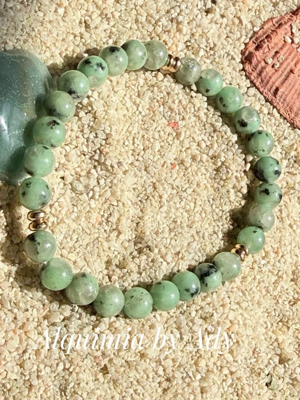 Dainty 6 mm Round Beaded Stretch Bracelet SESAME JASPER